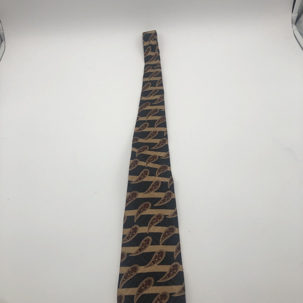 Robert Talbot Studio Nordstrom Mens Tie Blue Gold Design 100% Silk‎ Preowned